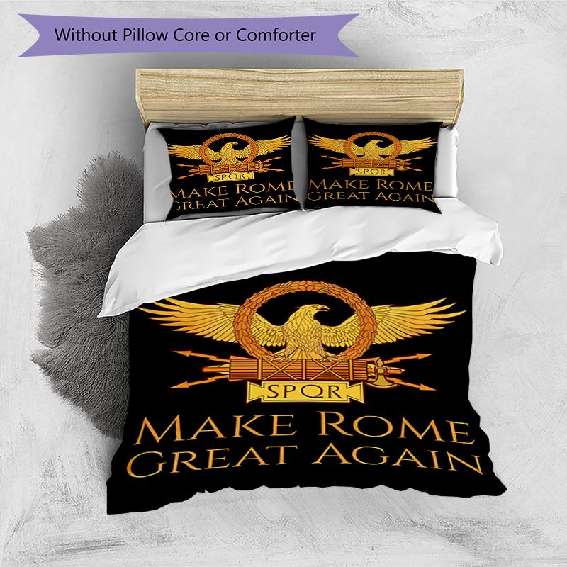 3pcs SPQR Roman Eagle1 pattern bedding set duvet cover set includes duvet cover &pillowcases, perfect all season bedroom decoration & gift
