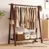 Solid Wood Floor-Standing Coat and Hat Rack - Indoor Folding Clothes Hanger for Bedroom and Living Room