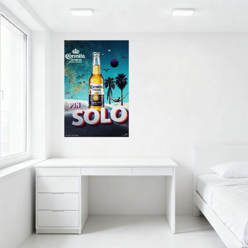 Corona Cerveza Coronita Metal Tin Sign, Beach Tropical Palm Tree Hammock Sunset Bar Home Decor, Vintage Beer Advertising Plaque