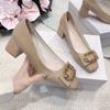 Fashion 3cm Heels Comfortable High-Heeled Shoes Roman Style Shallow Mouth Square Toe Sandals Ladies 2025 Mary Jane 5cm Casual Crystal Re