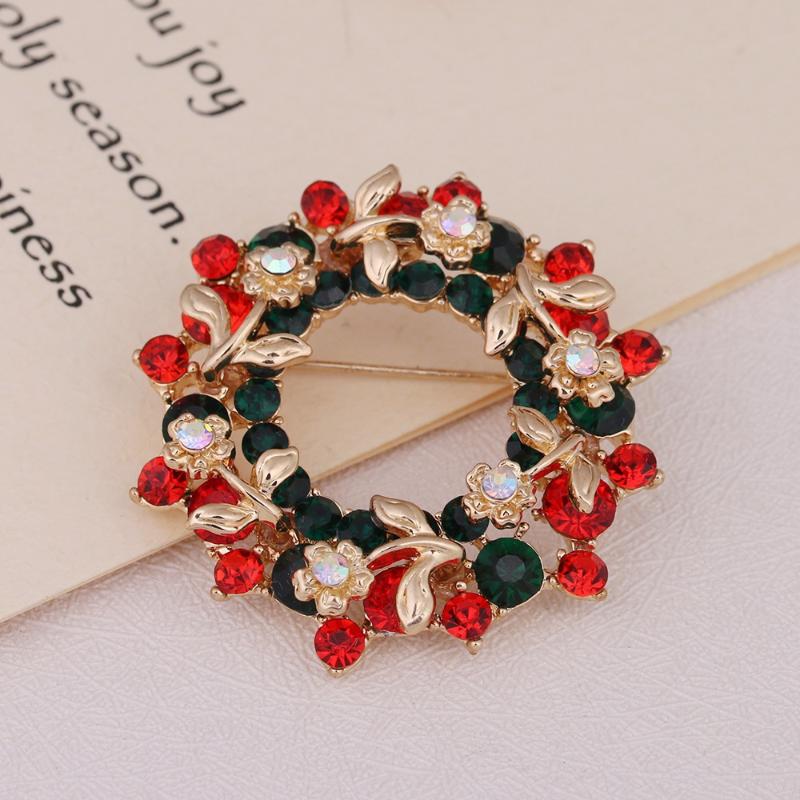 Christmas Rhinestone Christmas Tree Brooches For Women Unisex Botanical Deer Pin Office Party Friend Gifts Jewelry Accessories