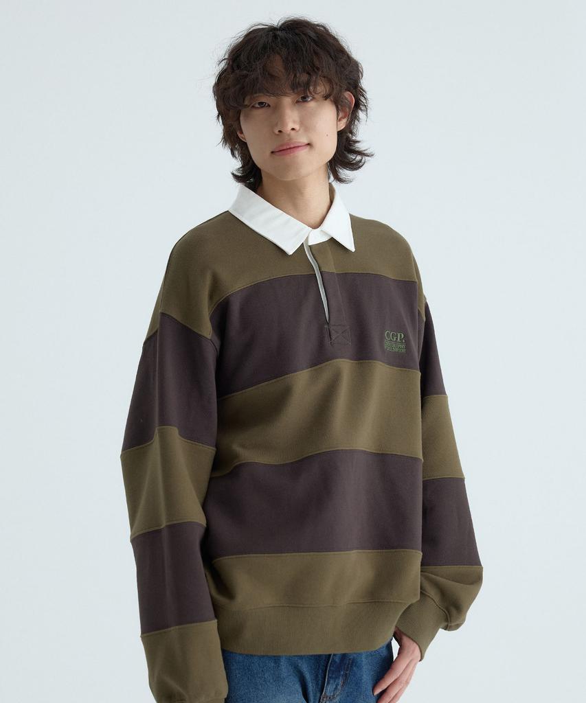 CGP Striped Rugby Sweatshirt_Olive