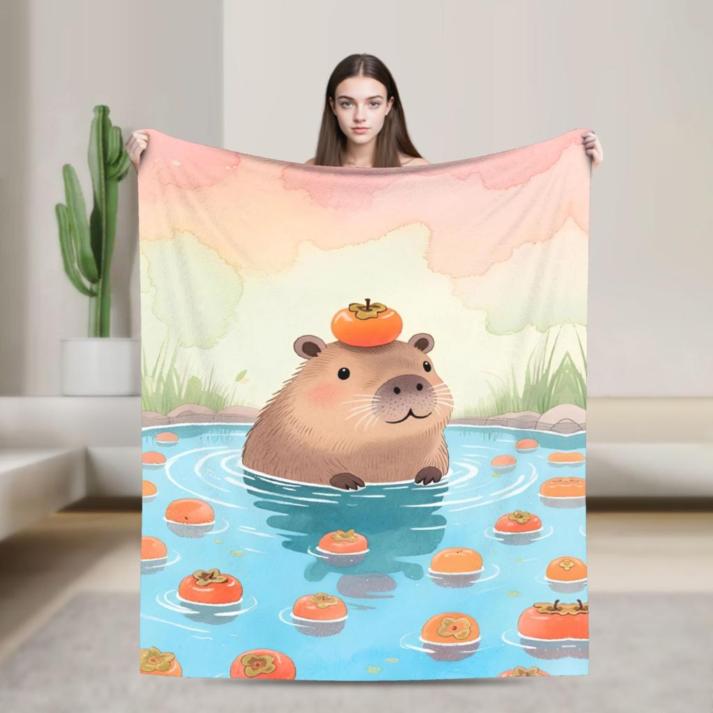 Capybara Blanket Quality Soft Warm  Bedding Throws Winter Girls Boys Couch Chair Sofa Bed Print Bedspread