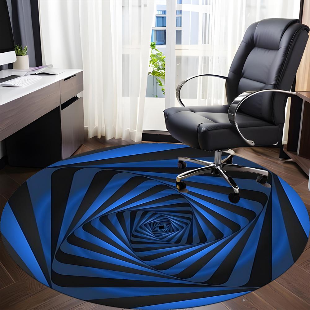 1pc Blue Spiral Tunnel Chair Carpet for Office Non-Slip, Machine Washable Rug for Office - Holiday DecorMachine Made Yy251029112