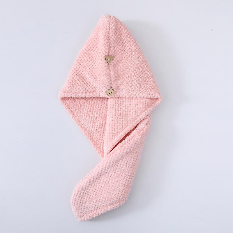 Double-Layer Coral Fleece Quick-Dry Hair Towel Cap for Women