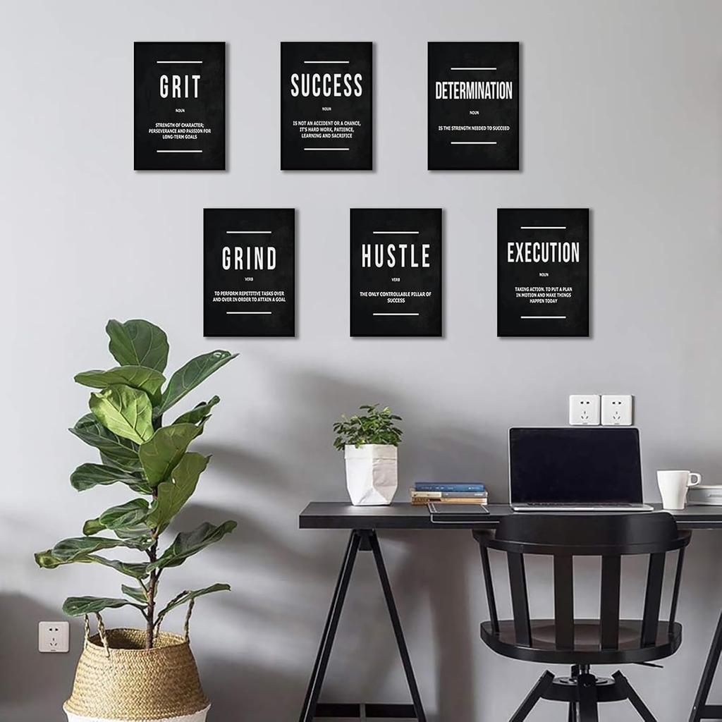 9Pcs Motivational Wall Art pirational Quote Canvas Painting Success Entrepreneur Phrases Wall Decor Positive Affirmation Poster Prints for Bedroom