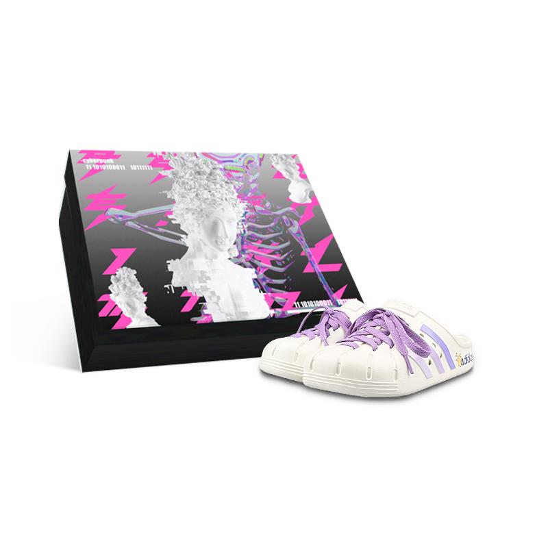 

Adidas ADILETTE CLOGS Slip Resistant Closed Toe Slippers Unisex White Purple JH9849(Team1311-adBOX) 44½