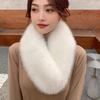 Solid Color Wide Warm Clip Buckle Scarf Women Winter Faux Fur Scarf Neck
