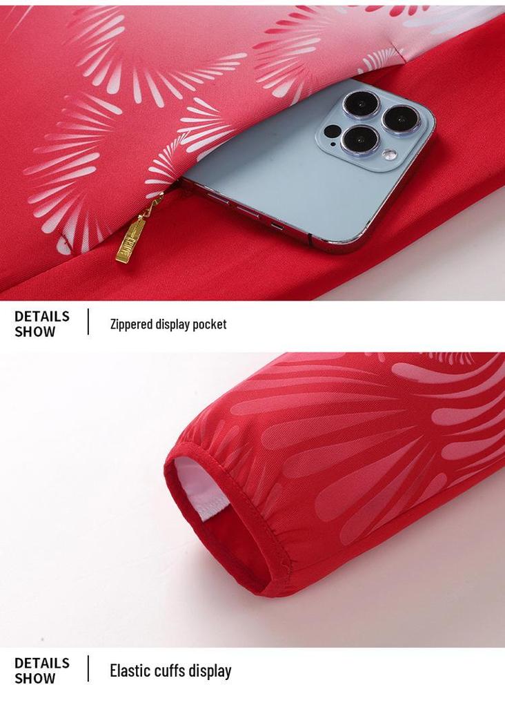 Unisex Chinese Flag Gradient Tracksuit: Stand Collar Jacket & Long Pants Set for Spring/Autumn