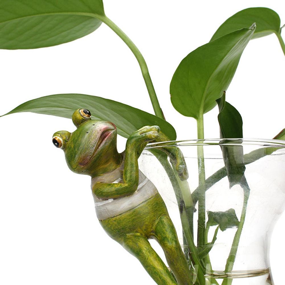 Frog Pot Huggers Resin Cartoon Hand-painted Decorative Frog Figurines Cute Office Desk Garden Decoration