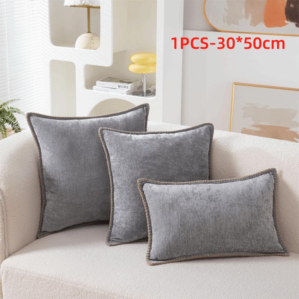 Simple Chenille Cushion Cover Solid Color Soft Throw Pillow Cover Velvet Multiple Size Decorative Pillowcase Seasonal Decor