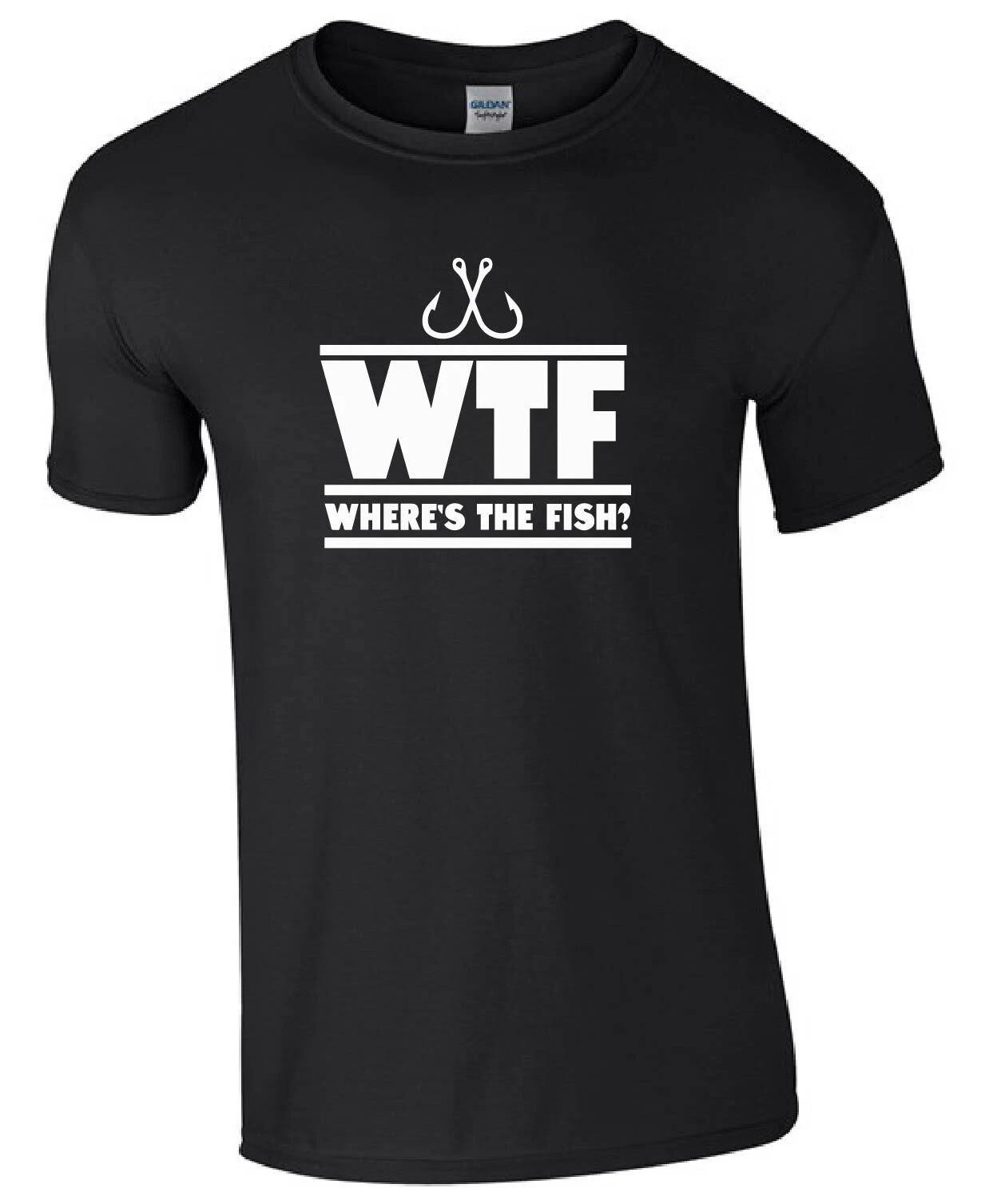 WTF Where s the Fish? Fishing Outdoor Kids/Adults Top T-shirt M