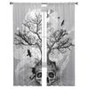 Skeleton Tree Branch Bird Skull Sheer Curtains for Living Room Modern Voile Curtain Bedroom Tulle Curtains Window Drapes Decor