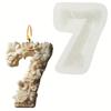 2D Number 7 Shape Candle Silicone Mould Arabic numerals 3 Resin Mold Peony Flower Relief Digital Shape Rose Flower Gypsum Molds