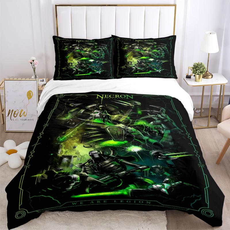 Necron Legion Bedding 3 Piece Set HD Print Duvet Cover Pillowcases for Teens Adult Bedroom Decoration Christmas Gift