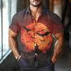 Men's Fashion Casual Loose Halloween Printed Short Sleeve Shirt