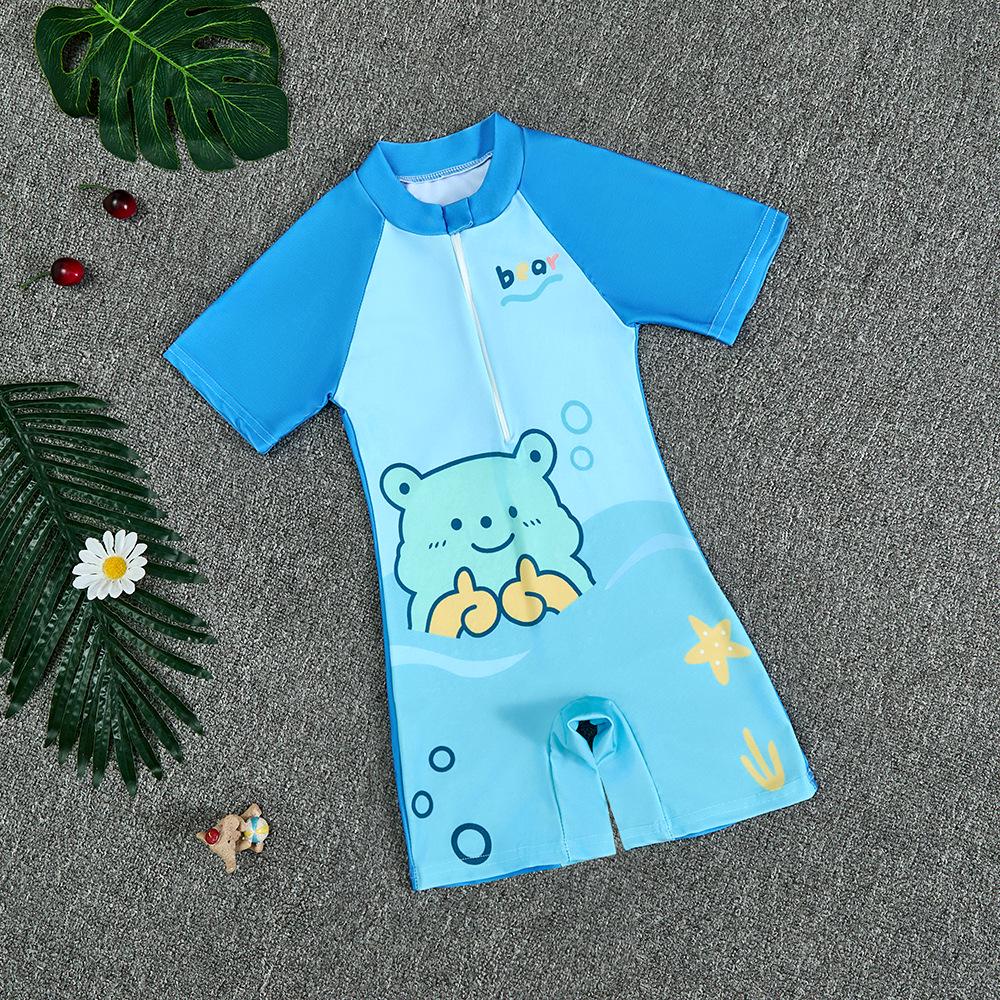 2025 New Boys' One-Piece Swimsuit: Quick-Drying, Sun Protection for Toddlers to Big Kids