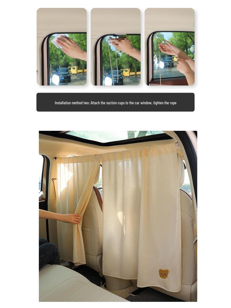 Car Privacy and Sunshade Curtain for Baby Sleep: Front & Rear Partition, Anti-Peep Interior, and Windshield Protection.