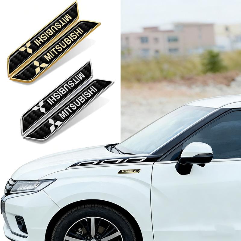 Naklejki 3D z emblematem bocznym Naklejki na drzwi i błotniki samochodowe ze stopu dla Mitsubishi Lancer ASX L200 Colt Pajero Mirage Outlander Eclipse