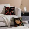 Illustration Of Diagonal Square Art Pillow Case Double-Sided Plush Sofa Cushion Covers Organic Breathable Invisible Zipper