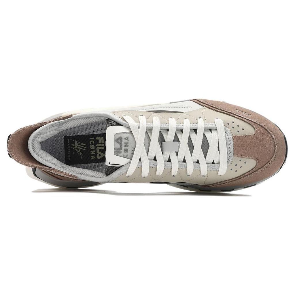 FILA KM Fashion Sports Synthetic Leather Shock Absorbing Low Top Casual Running Shoes Men sneaker Gray Brown F12M341119FSV