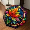 1PC Lotus Mandala Umbrella-8-Rib Reinforced, Automatic Open, Lightweight & Durable, Cute Fashion Accessory for Outdoor, Beach, or Casual Use, Beach Um