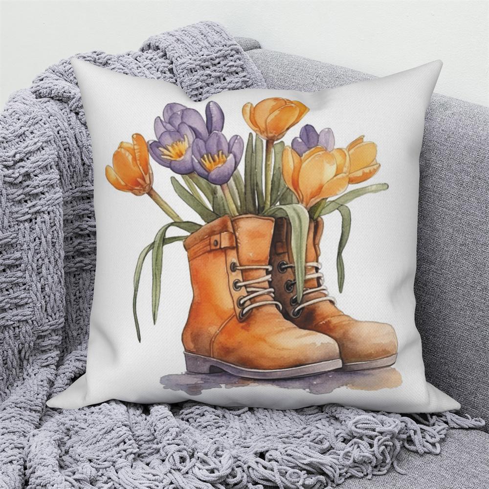 Květinový potisk Dekorativní povlak na polštářek na pohovku auto obývací pokoj Květina Rostlina Polštář