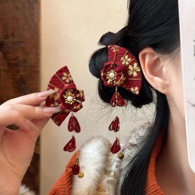 Flower Kimono Sakura Hairpin Sakura Hanfu Fan Hair Clip Simple Tassel Fan Hair Clip  Children