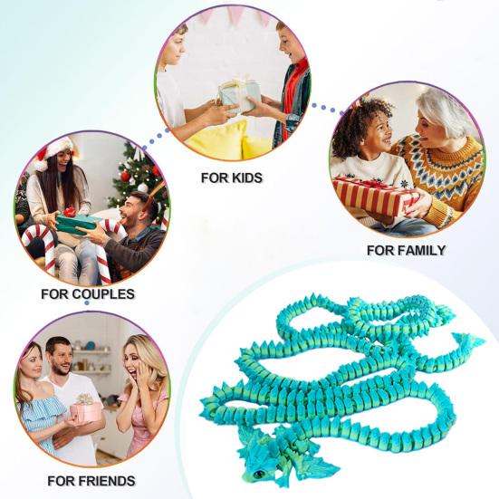 3D Printed Dragon Toy 5.2Ft Articulated Dragon Animal Model Desktop Dragon Decoration Funny Fidget Toy Festival Gift for Friends