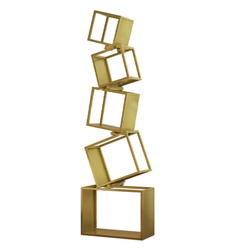 5 Layer Grid Bookshelf Modern Simple Foldable Storage Metal Living Study Room Decoration Corner Arrange Floor Standing Bookshelf