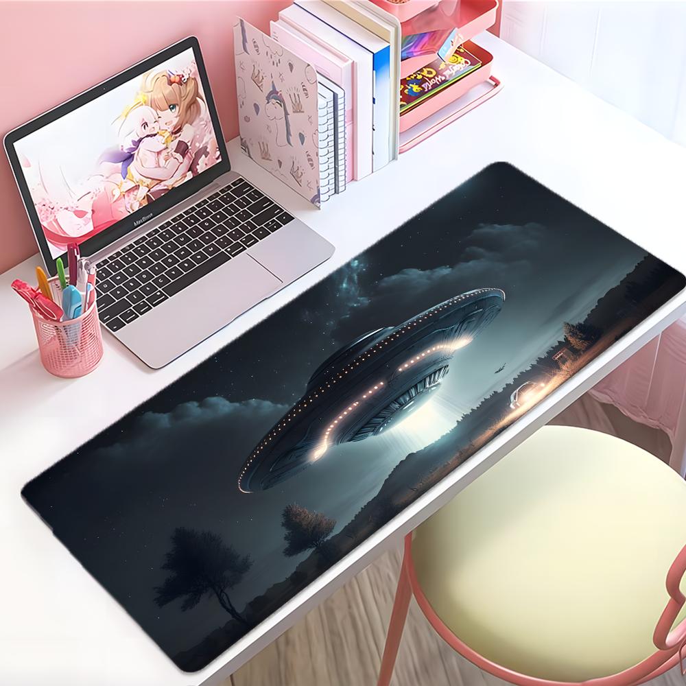 Theme Mysterious Uufo Encounter Mouse Pad Large Thick Desk Pad Stitched Edges Gaming Mouse Mat For Pc