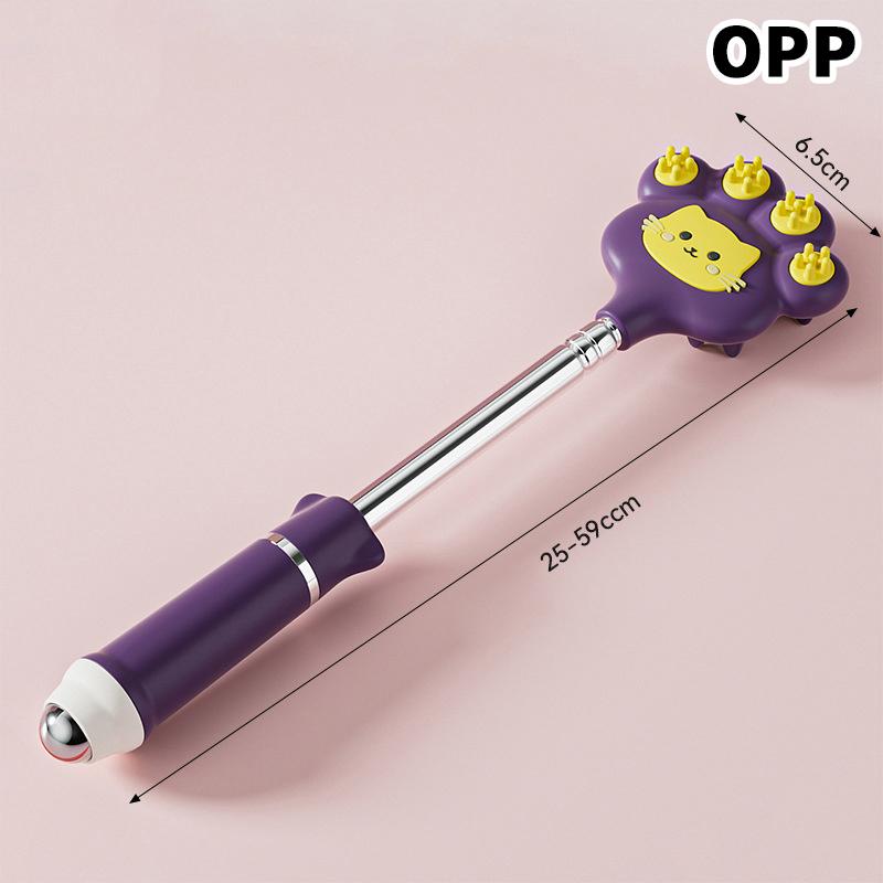 

{MX} Cuet Cat Paw Stainless Steel Telescopic Itch Reliever Back Scratcher With Magnetic Ball Body Acupoint Massage Tools
