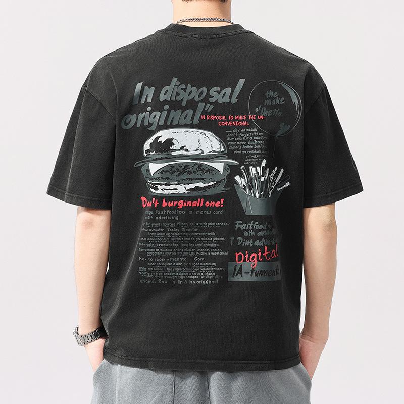 American Retro Heavy Pure Cotton Short-sleeved Men's Trendy Lazy Style Loose Casual Summer T-shirt