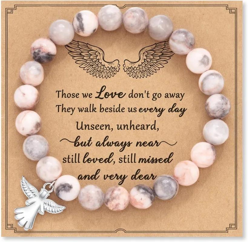 Regalo di Condoglianze per la Perdita di Cari, Braccialetti in Pietra Naturale Curativa Rodocrosite Regali Commemorativi per il Lutto per Donne/Ragazze