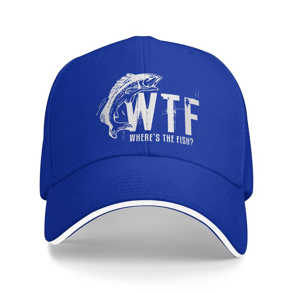 WTF Wheres The Fish Funny Fishing Sandwich Baseball Cap Retro FisherUnisex Unisex Style Adjustable Headwear Sports Workouts Hat