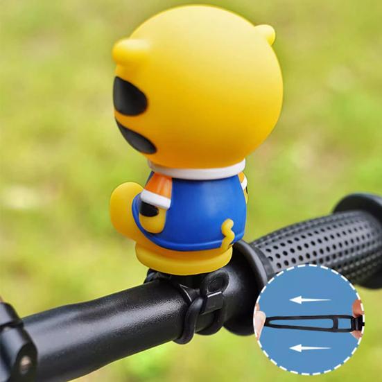 Cartoon Bike Bell Cute Squeeze Bicycle Horn Loud Clear Easy Installation On 0.87" Handlebars Bicycle Bell Lightweight Plastic Silicone Stretchable