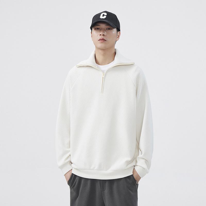 

Мужская полуводолазка с застежкой-молнией, свитер со средним воротником, студенческая новая весенне-осенняя свободная футболка с длинным рукавом и воротником-стойкой, мужская одежда 3XL