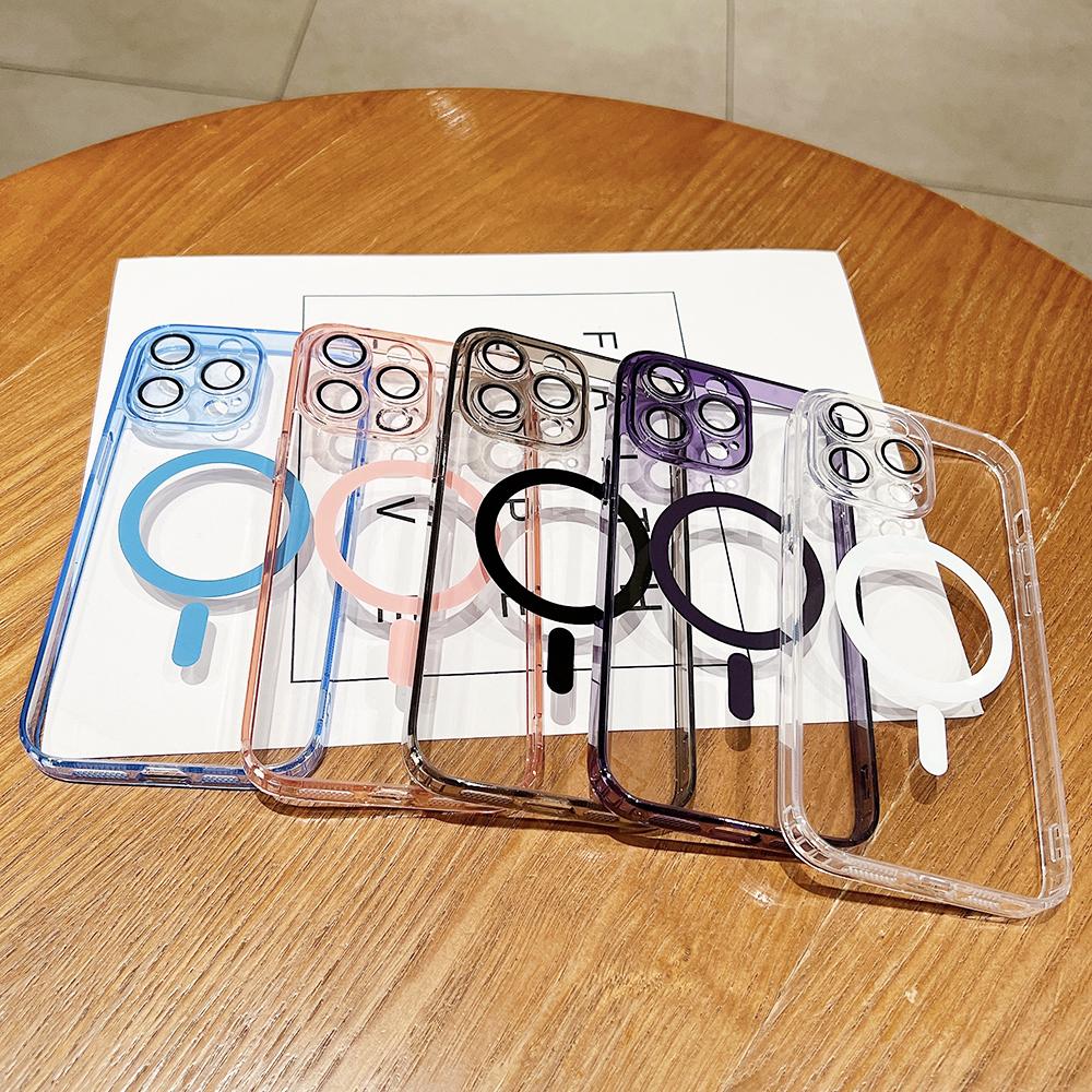 Transparent Magnetic Magsafe Case For iPhone 17 Air 16 15 14 13 12 11 Pro Max Plus Candy Color Hybrid Hard Soft Tpu Shell