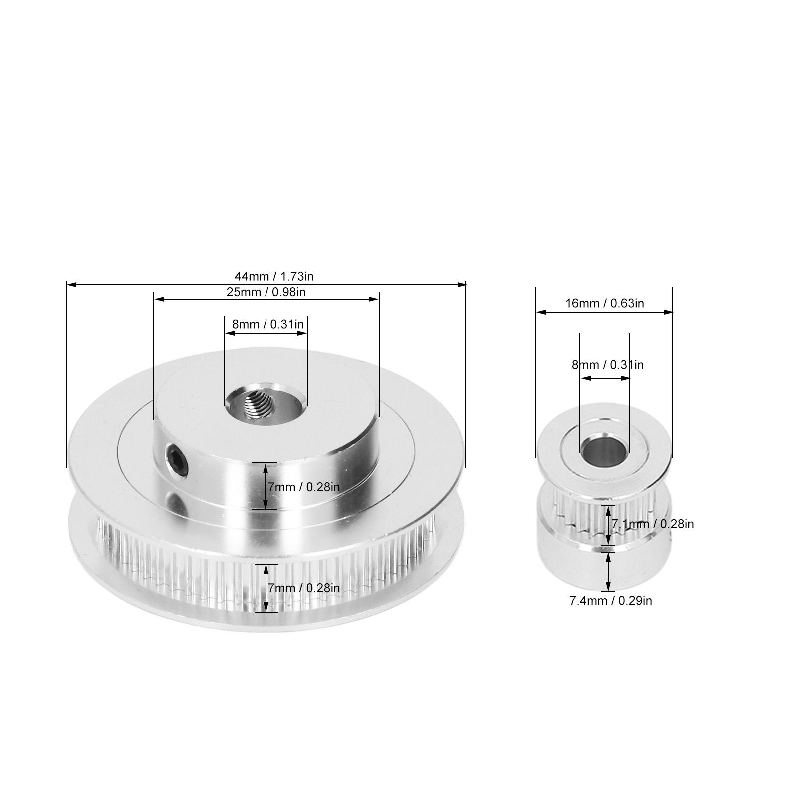 2 Jeux de Poulie Synchrone   Poulie de Distribution en Alliage d'Aluminium avec 2 Pièces Longueur 200mm Largeur 6mm Courroie