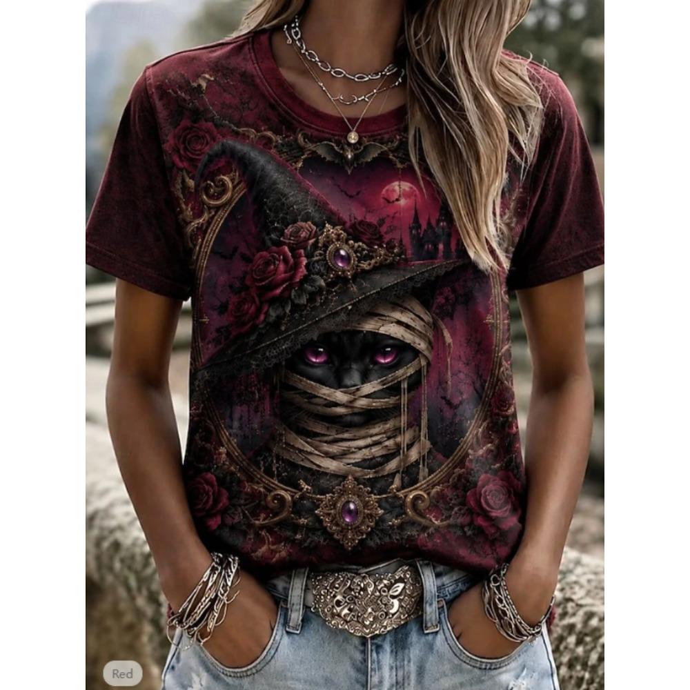 Fashion Women Retro Creative Halloween Print T Shirt Funny Casual O-neck Short Sleeves T-shirt Summer Female Tee Shirt Halloween Limited Edition