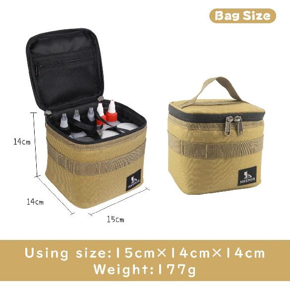 HIKEMAN Camping Portable Spice Set with 9 Spice Containers Pepper & Salt Spice Shakers, Separable Storage Bag for Outdoor Travel Camping BBQ Picnic