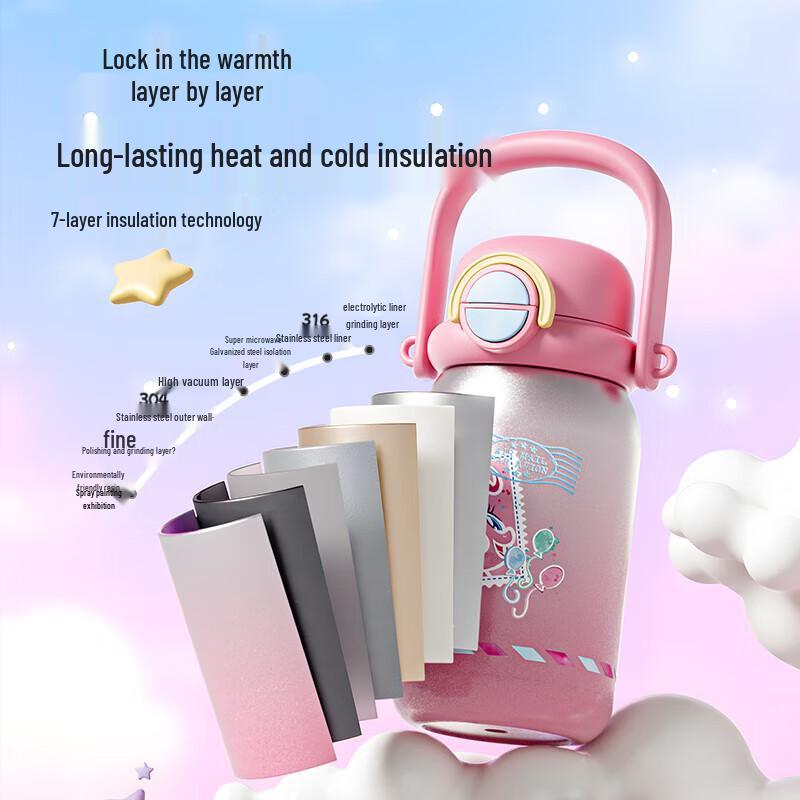 Gemi My Little Pony Kids 580ML Dual-Drink Thermal Straw Bottle