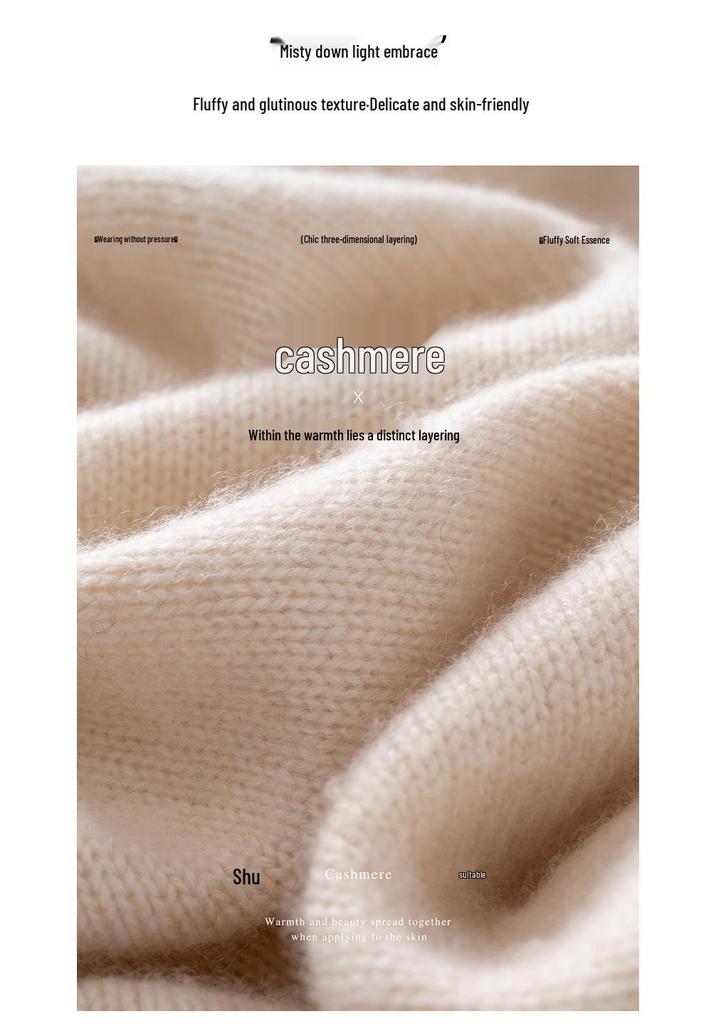 Women's High Neck Cashmere Sweater - Thick, Loose, and Casual Pullover