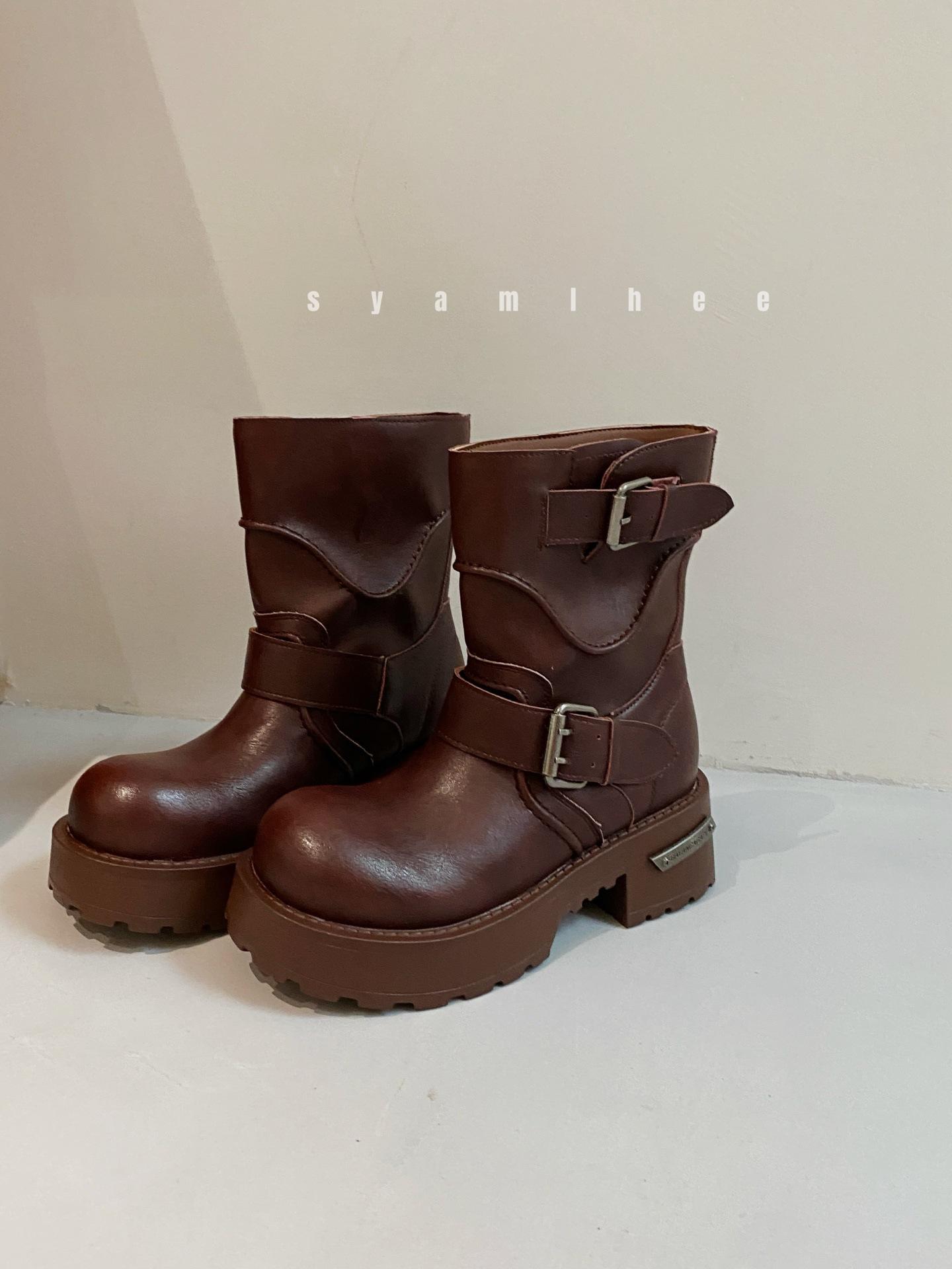 

Martin boots women s 2025 new fashion platform trend explosion non-slip heightening big head short boots versatile low-top shoes 35