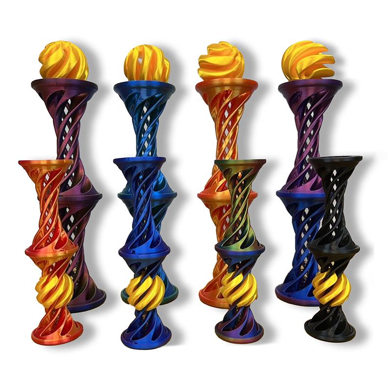 3D Printed Impossible Cone Pyramid Passthrough Sculpture Screw Rod Ball Release Stress Relief Toy
