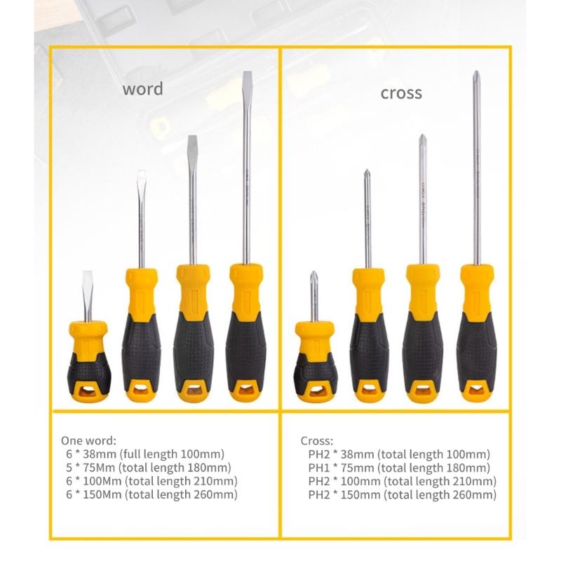 Professional Slotted / Cross-head Screwdriver Home Repair Tool Ergonomic Non-slip Handle for Laptop Electrical Repair