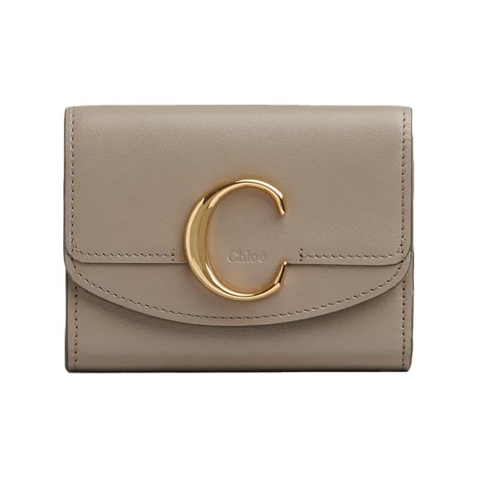 

Chloé Logo Three-Fold Smooth Calfskin Wallet Women wallet Gray-Brown CHC19-WP088A37-23W Basic Set (Bag+Dust Bag)