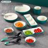 Melamine Imitation Porcelain Hot Pot Tableware Set: Includes Bowl, Plate, Cup, Spoon, Seasoning Small Bowl, Two/Three-Compartment Plate.