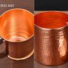 Handcrafted Vintage Pure Copper Coffee Cup,With Lid Juice Breakfast Mug,Woven Handle Hammer Texture Home 550Ml Tea Cup Tableware