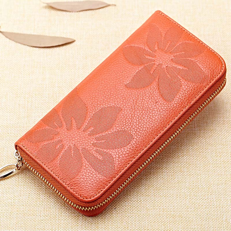Genuine Leather Women Long Wallets Female Fashion Zipper Coin Purse Lady Luxury Money Bag Credit Cards Clutch Large Phone Wallet